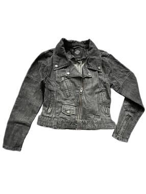 Harley-Davidson Women Slim Fit Denim Biker Black Casual Jean Jacket - Small